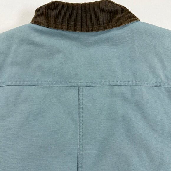 Y2K Era L.L. Bean Barn Coat L Rare Lt Blue w/Corduroy Trim Quilt Insulated Jacke - Picture 6 of 16